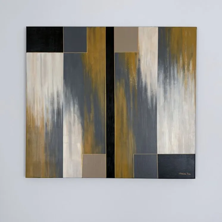 Obraz abstrakcja 'Golden Grid' 90x80